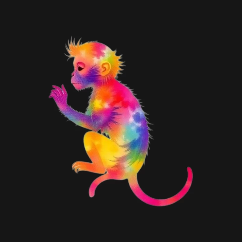 Rainbow Gradient Monkey Art Mouse Pad