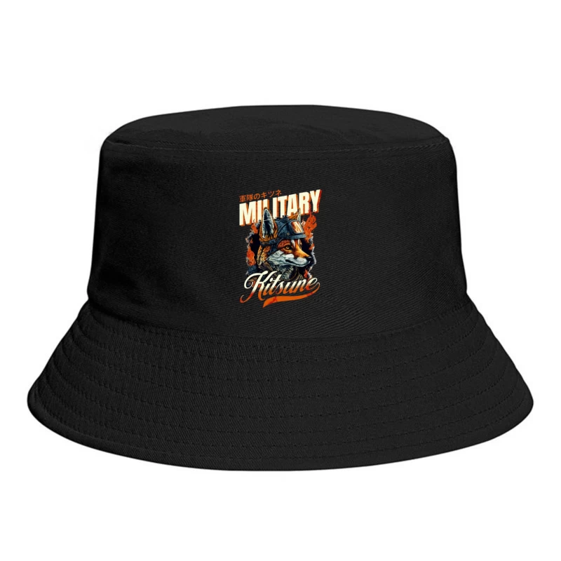 Military Fox: Japanese Vintage Style Helmet Design Bucket Hat