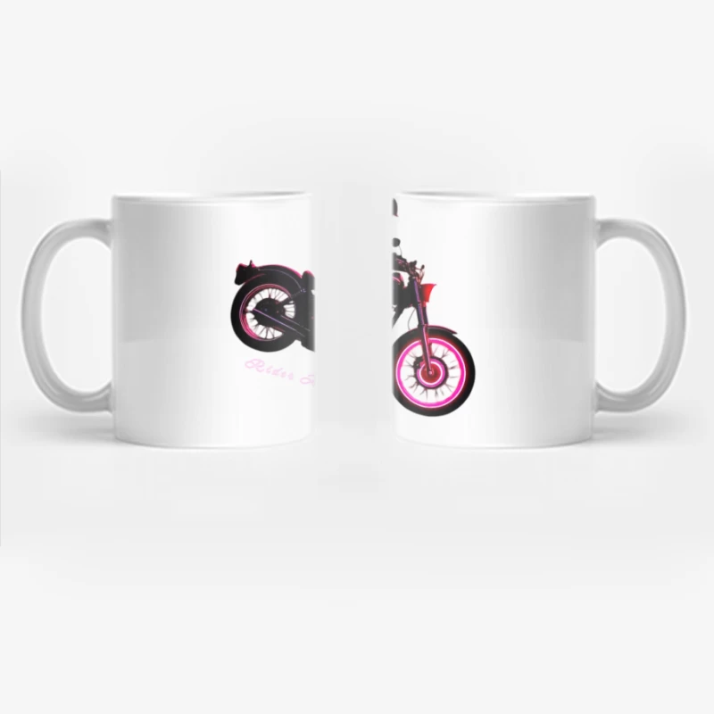 Neon-Glowing Vintage Motorcycle Rider Silhouette Coffee Mug