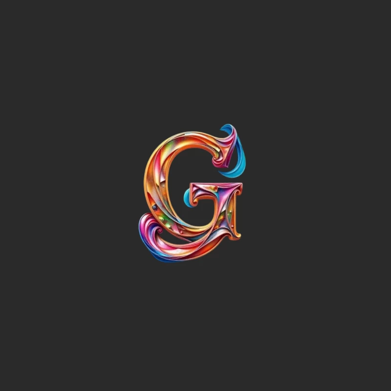 Colorful 3D Typography: Decorative Letter G with Swirling Gradient Pattern Baseball Cap