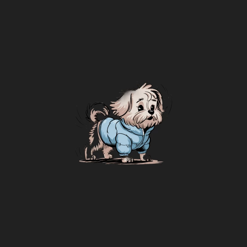 Adorable Cartoon Puppy in Blue Jacket Bucket Hat