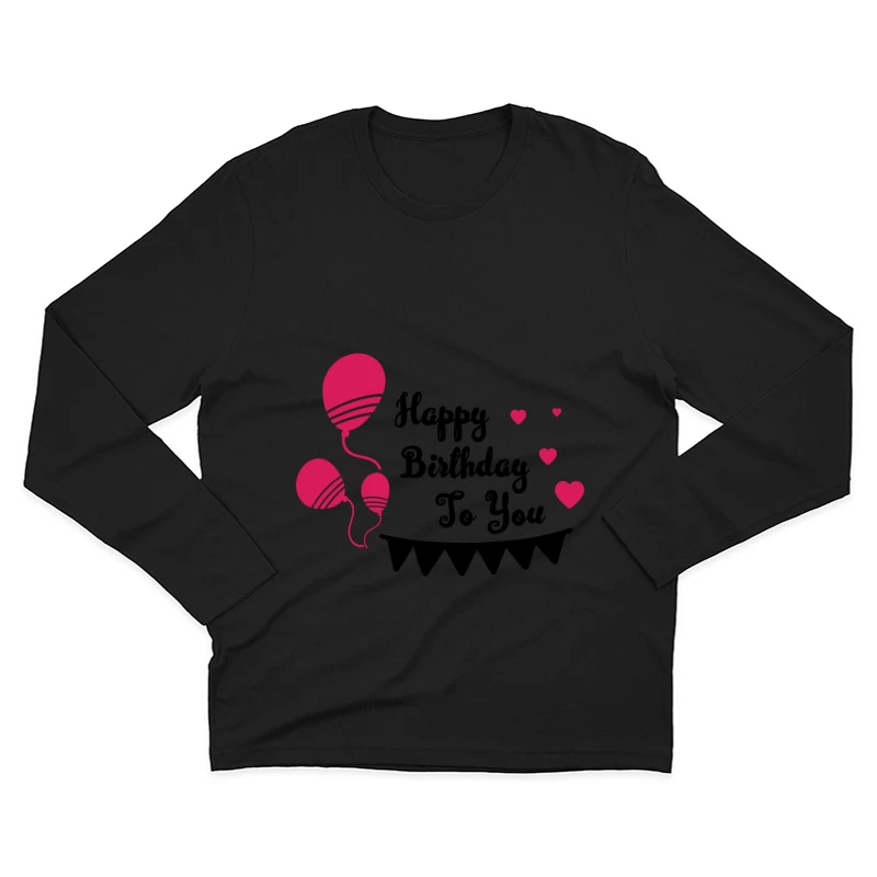 Balloons et cœurs roses Homme Manches Longues T-Shirt