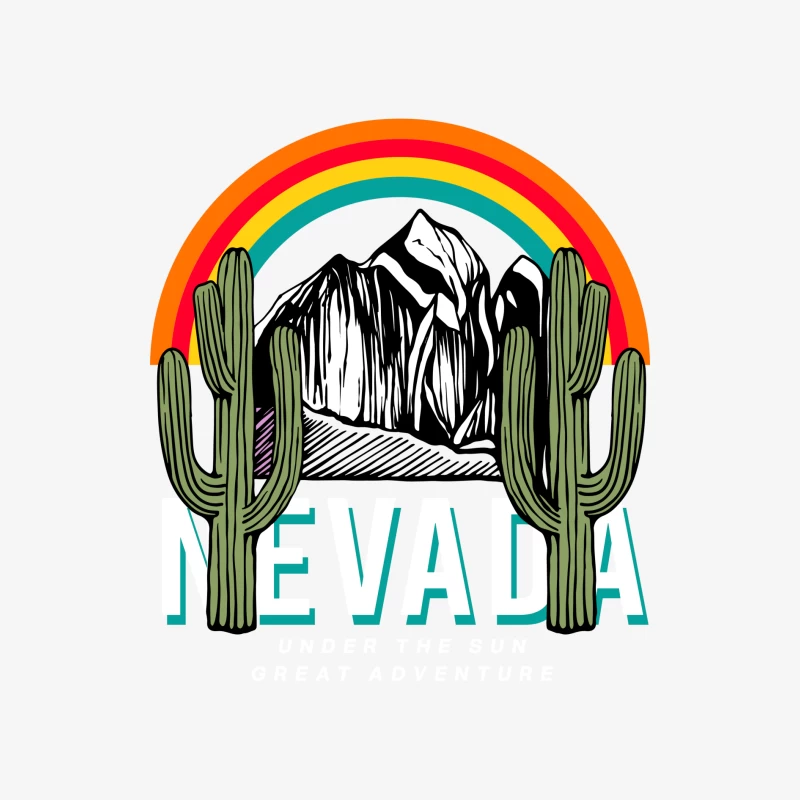 Regenbogen Nevada Abenteuer Herren Langarm T-Shirt