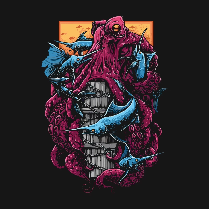 The Crimson Kraken vs. Blue Marlin Male T-Shirt