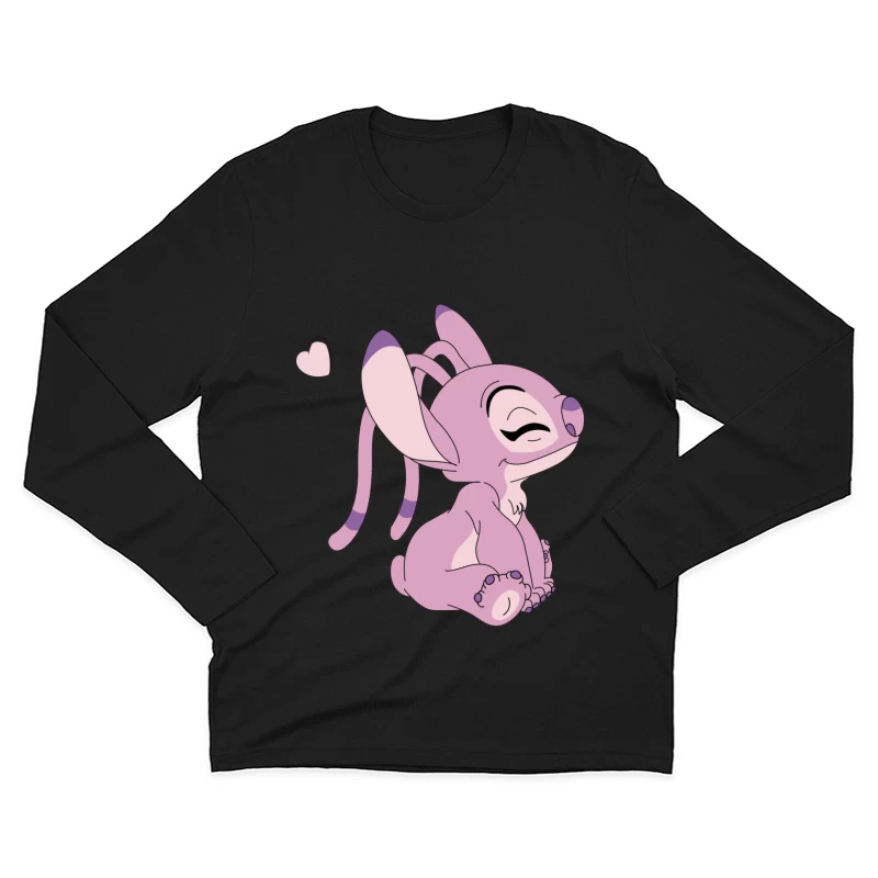 Niedliche rosa Kreatur mit Herz Herren Langarm T-Shirt