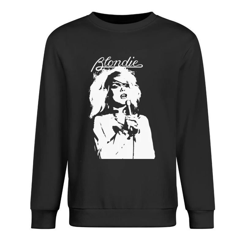 Artistic Line Drawing of Blondie Band Logo and Singer Male Pullover Sweatshirt