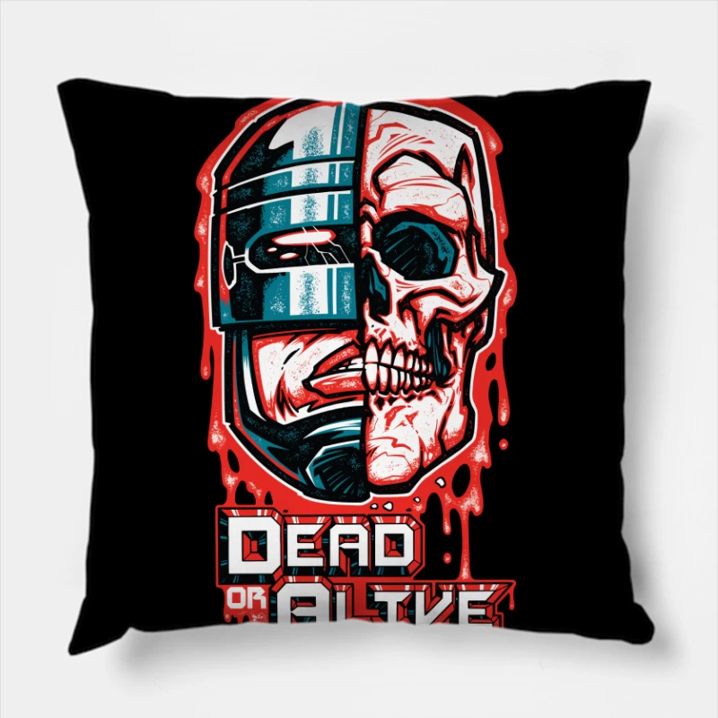 Robot Skull Graphic Art Throw Pillow