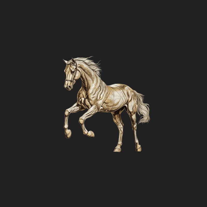 Artistic Equine Sketch: Majestic Horse Illustration Bucket Hat