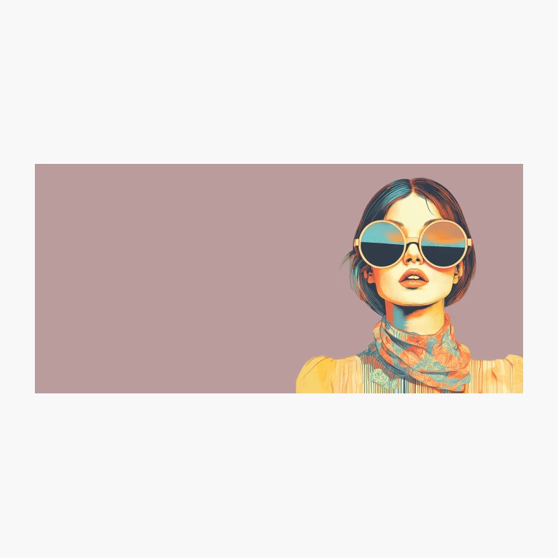 Stylized Pop Art Portrait with Round Sunglasses and Colorful Scarf Coffee Mug