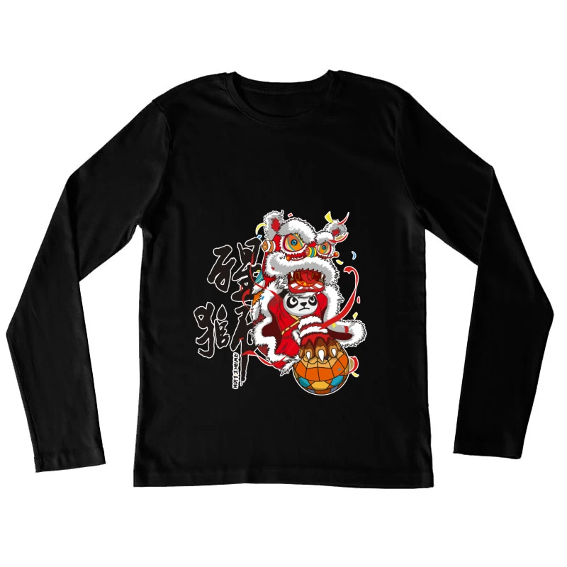 Panda-Löwentanz mit Fußball Damen Langarm T-Shirt