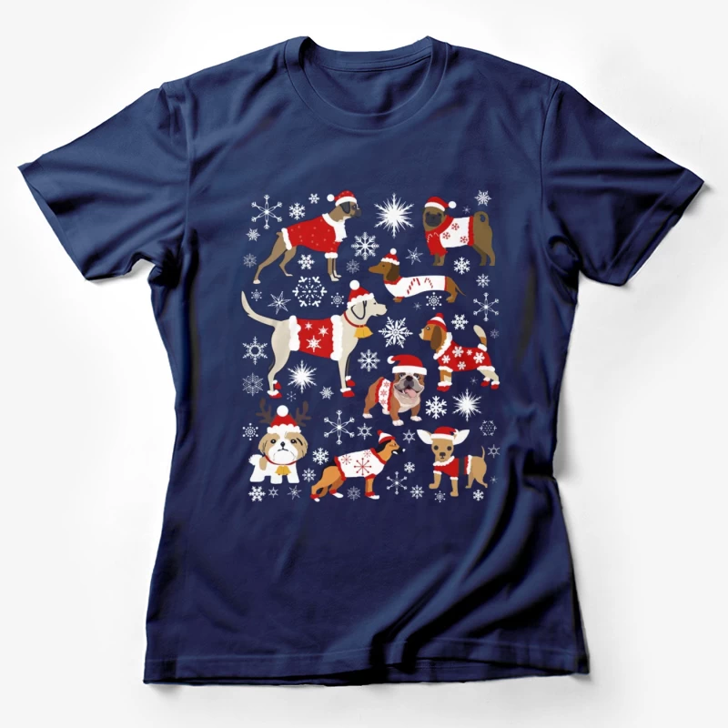 Chiens de Noël en pulls et chapeaux Femme T-Shirt