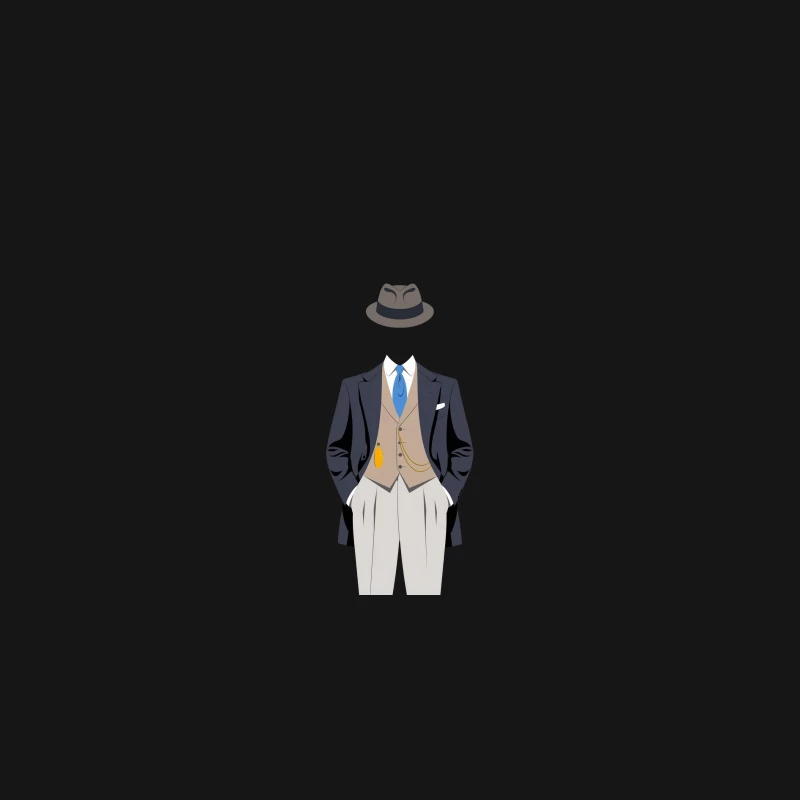 Vintage-Inspired Men's Formal Business Attire with Fedora Desk Mat