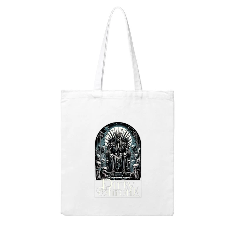 Gothic Skeleton King on Skull Throne Cotton Tote Bag