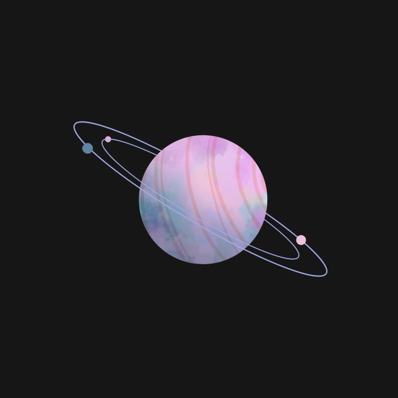Pastellfarbener Planet mit Ringen Herren T-Shirt
