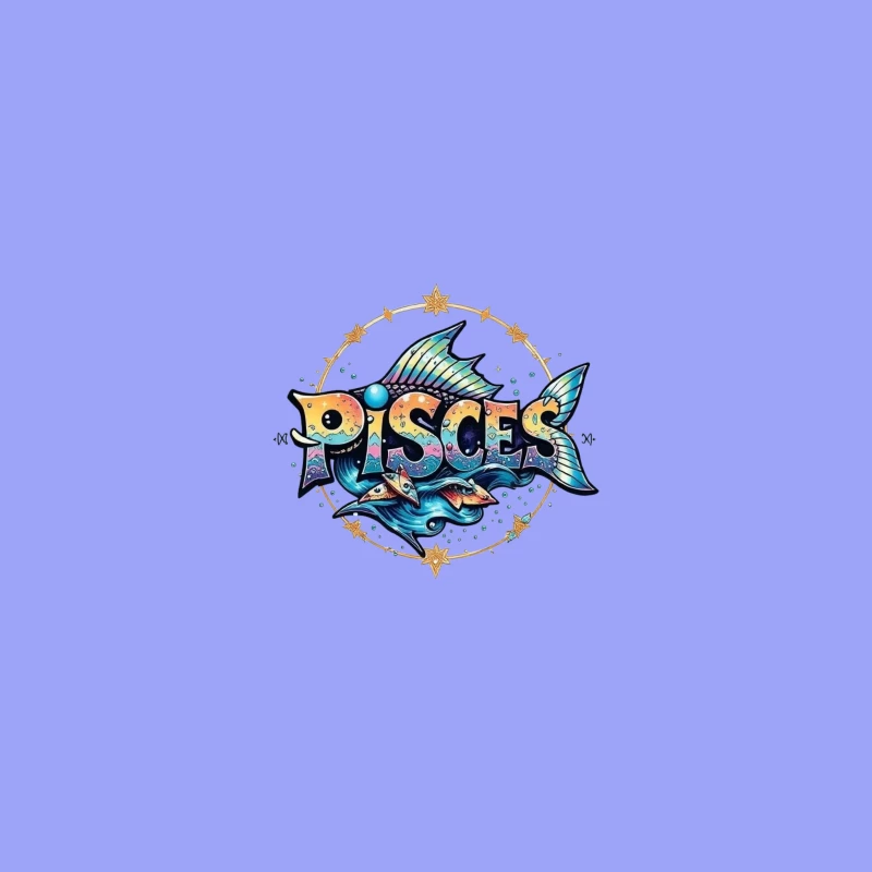 Colorful Pisces Zodiac Illustration Desk Mat