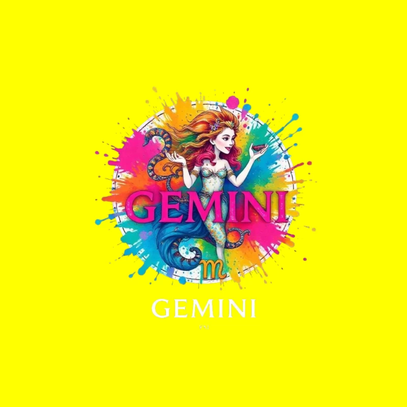 Colorful Gemini Mermaid Artwork Mouse Pad