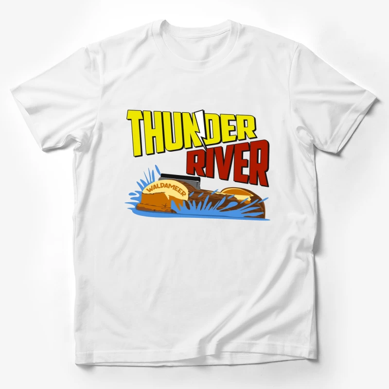 Thunder River Water Ride Logo at Waldameer Park Male T-Shirt