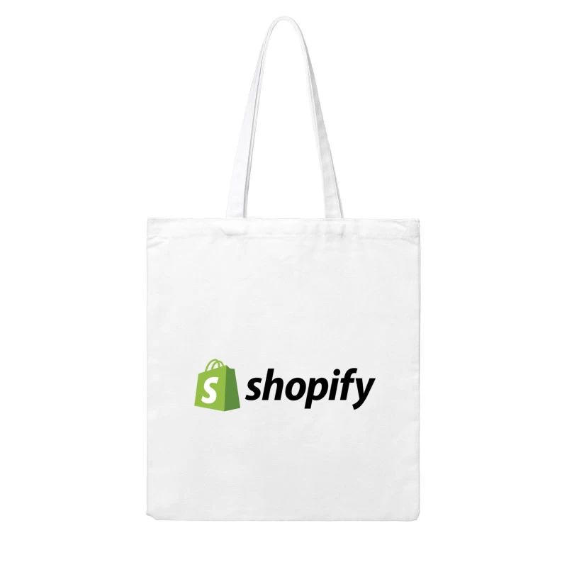 Shopify E-commerce Platform Logo with Green Shopping Bag Icon Cotton Tote Bag