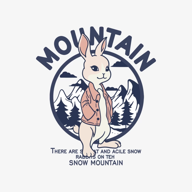 Schneehase auf Berg im Vintage-Stil Herren Langarm T-Shirt
