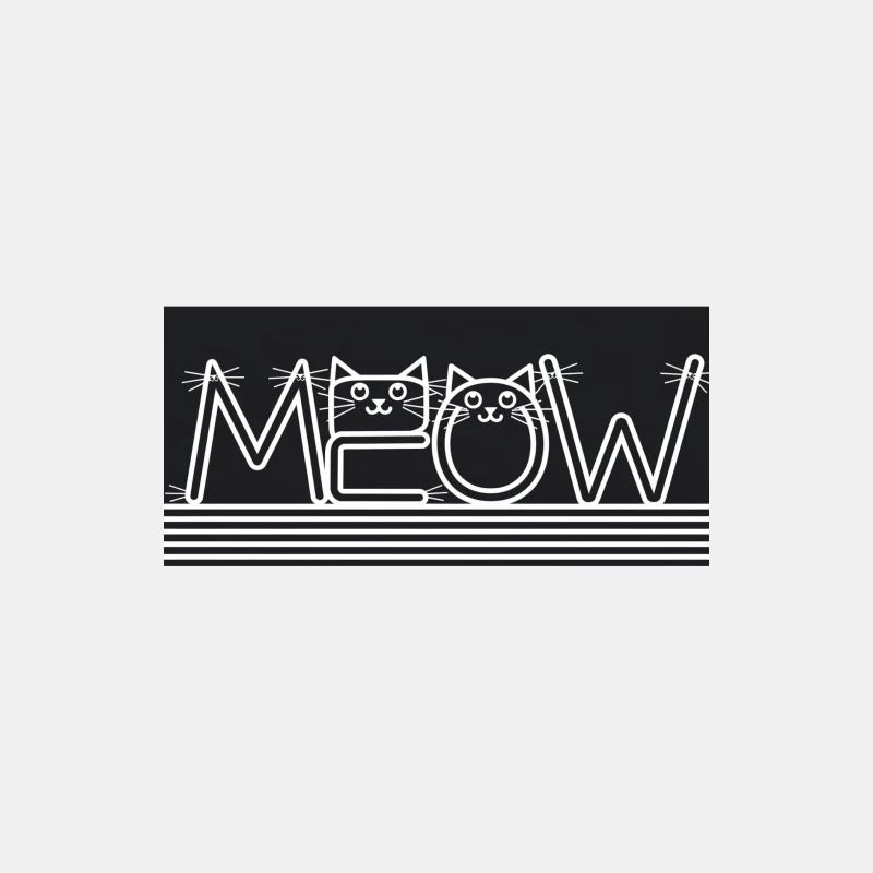 Neon Meow: Feline Typography in Black and White Male Tank Top