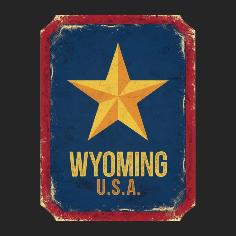 Vintage Wyoming USA Star Emblem Sign Male Pullover Sweatshirt