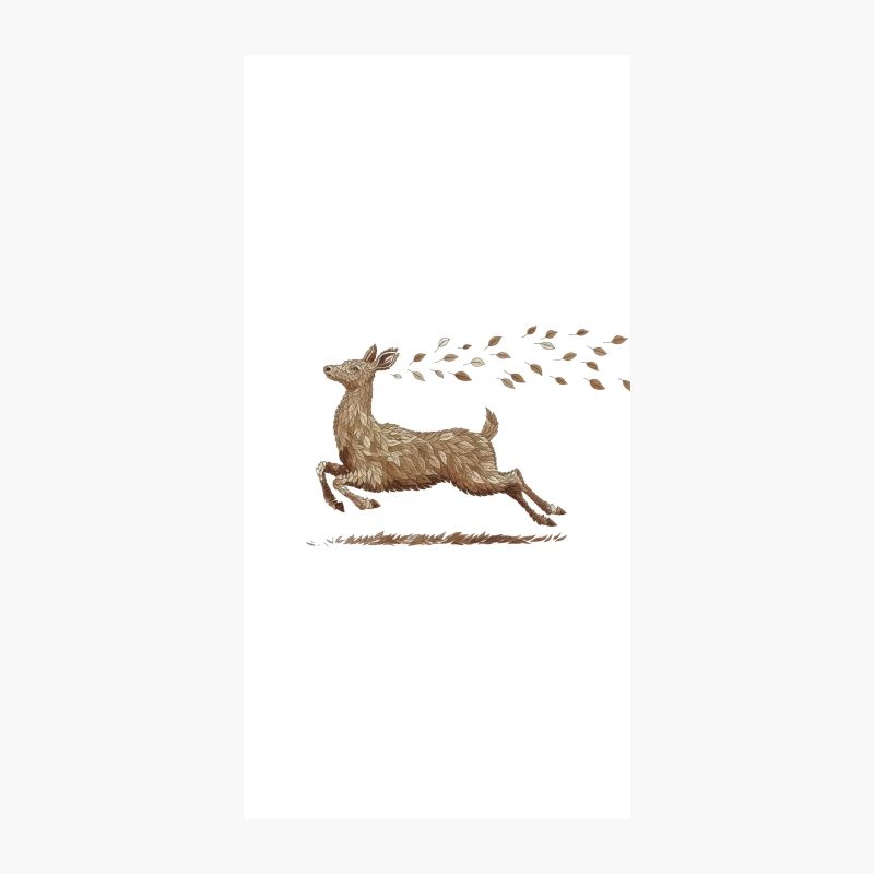Autumnal Deer Illustration: Running Wildlife in Nature iPhone Case