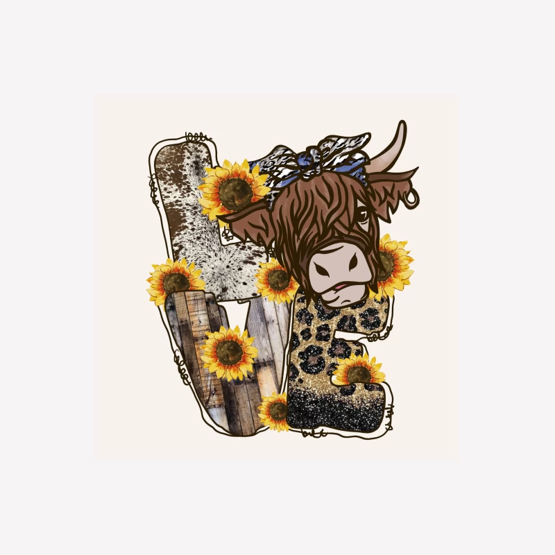 Highland-Kuh und Sonnenblumen-Design Herren T-Shirt
