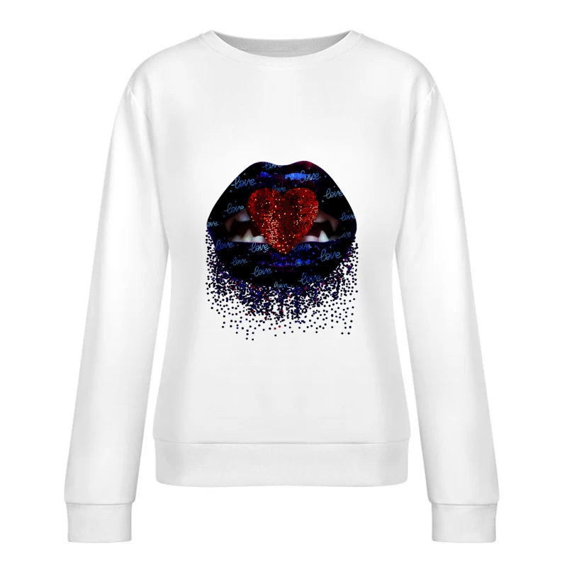 Herz und Lippenkunst Damen Pullover Sweatshirt