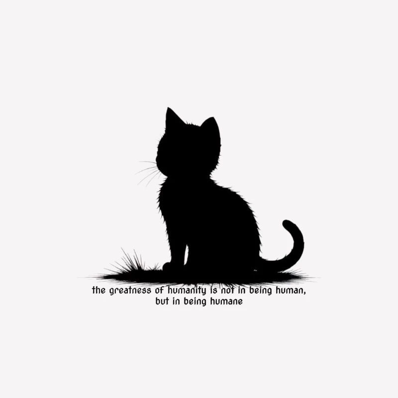 Black Cat Silhouette with Humane Message Male T-Shirt