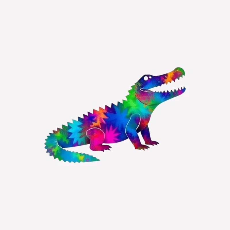 Rainbow Tie-Dye Dinosaur Digital Art Female T-Shirt