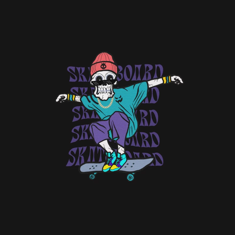 Skelett-Skater in bunten Streetwear Herren Langarm T-Shirt