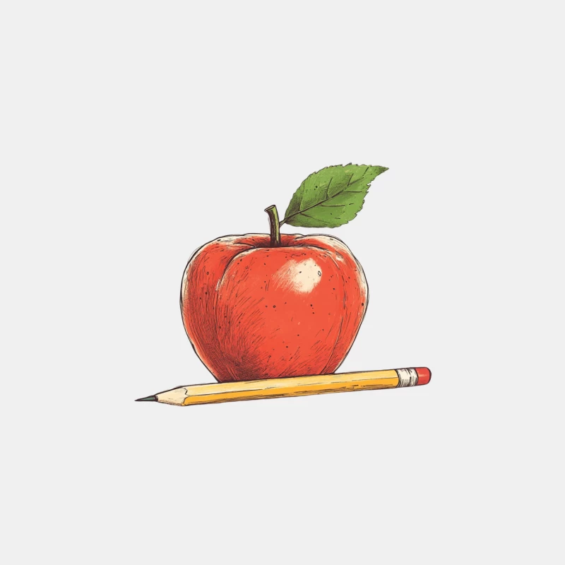 Educational Still Life: Apple and Pencil Illustration Male Tank Top