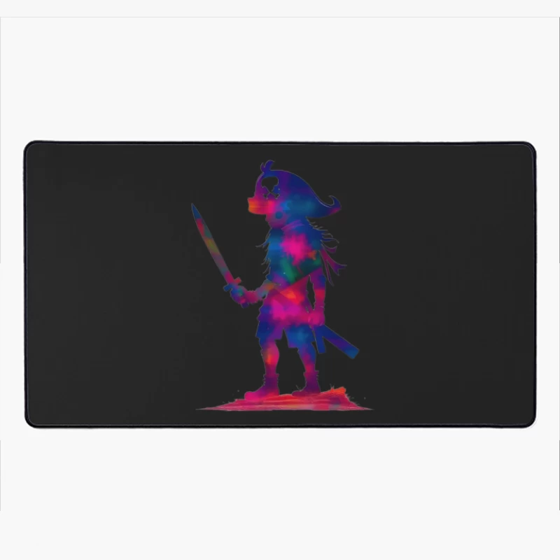 Cosmic Pirate Silhouette with Sword Desk Mat