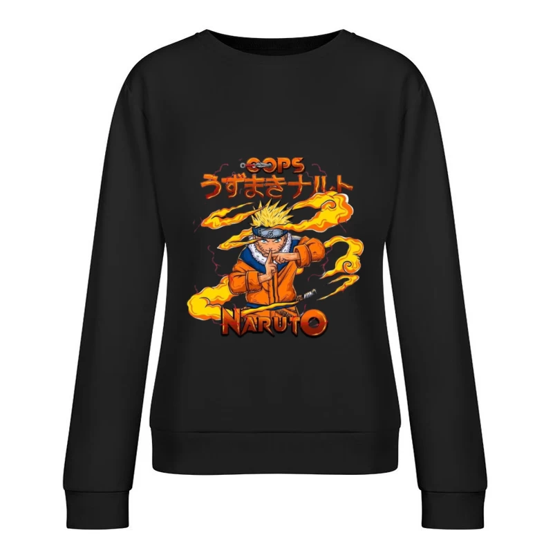 Naruto Anime Charakter mit Flammen Damen Pullover Sweatshirt