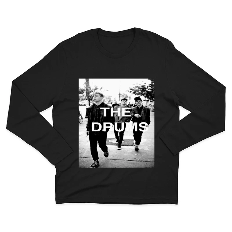 The Drums Band Members Walking on Street - Vintage Black and White Photo Male Long Sleeve T-Shirt