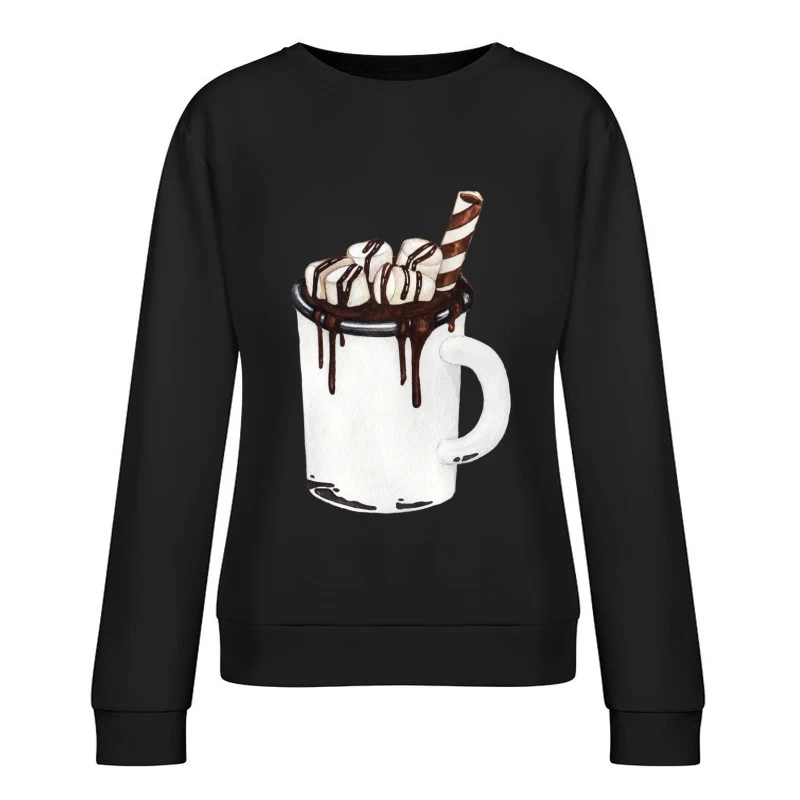 Tasse de chocolat chaud avec guimauves Femme Sweat-shirt à enfiler