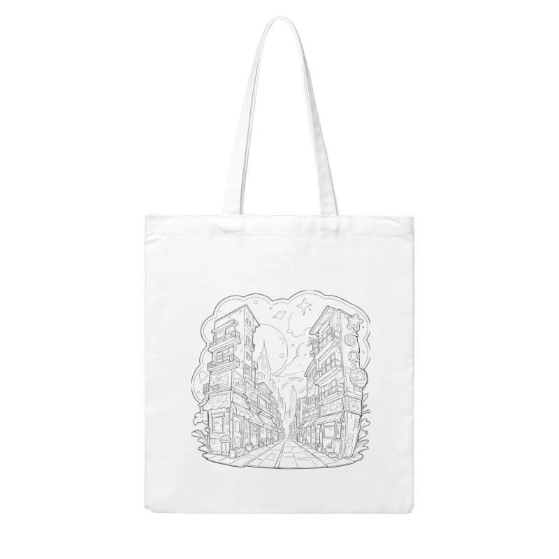 Urban Fantasy Street Scene Cotton Tote Bag