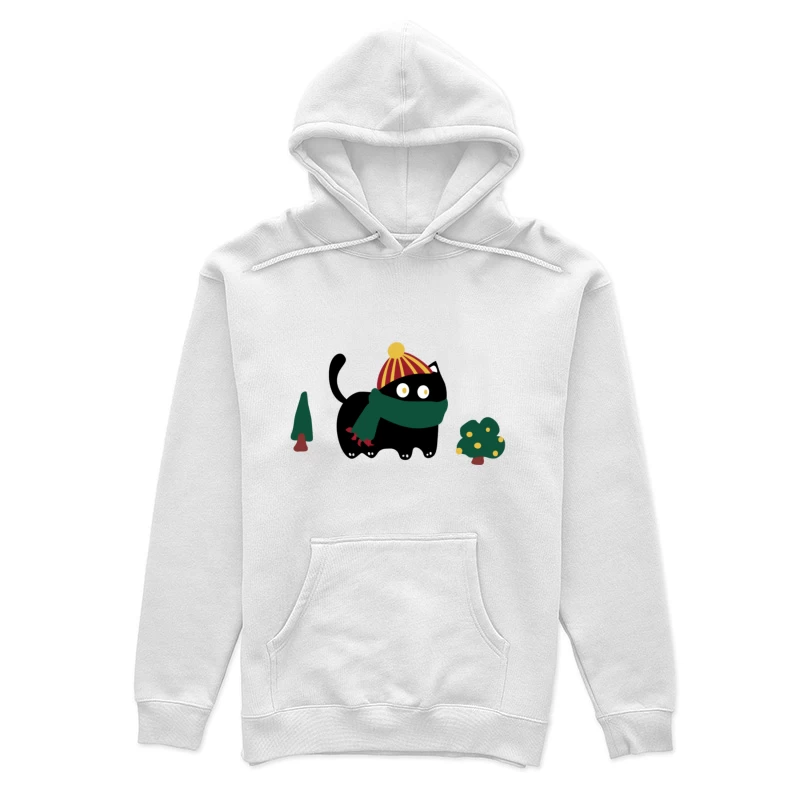 Schwarze Katze im Winterkleid Damen Pullover Hoodie