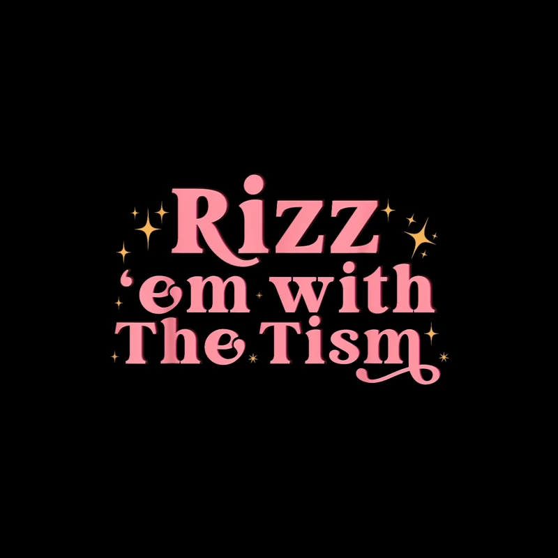 Retro Pink Typography: "Rizz em with The Tism" with Sparkles Travel Mug