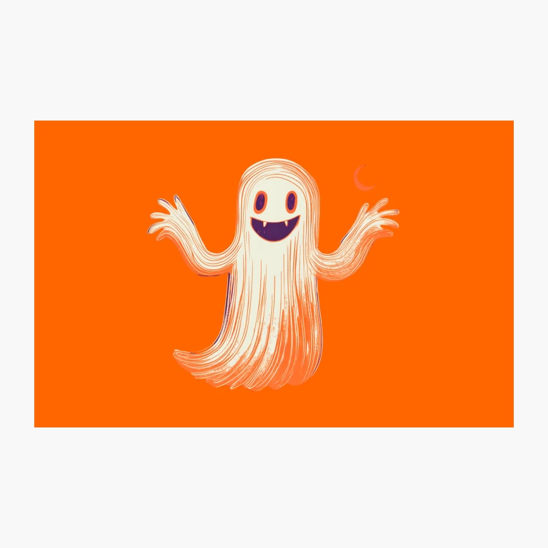 Cute Cartoon Halloween Ghost with Orange Glow Travel Mug