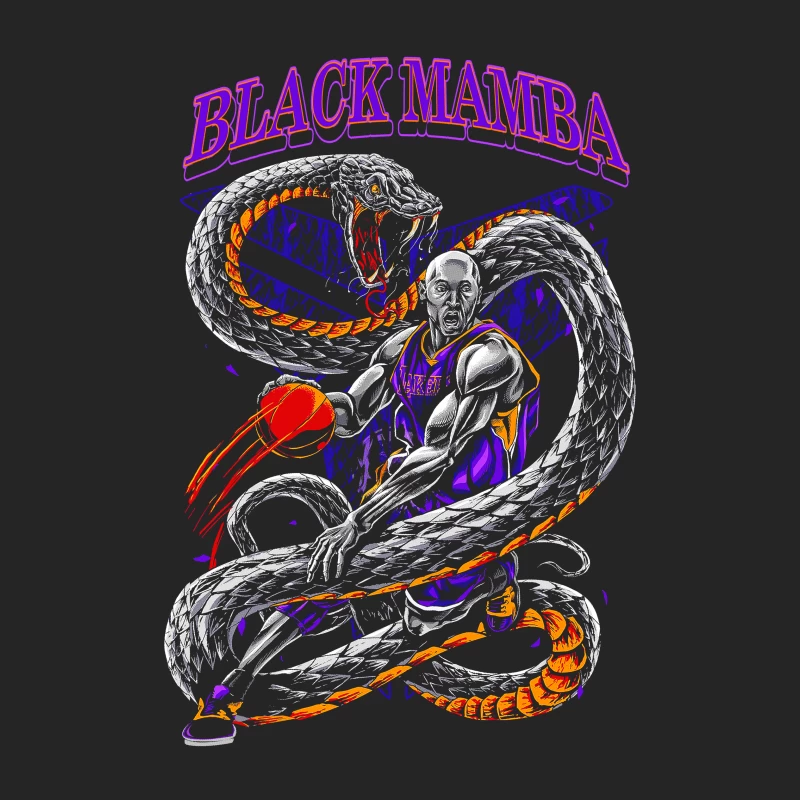 Basketball Illustration of Black Mamba with Snake Female Pullover Sweatshirt