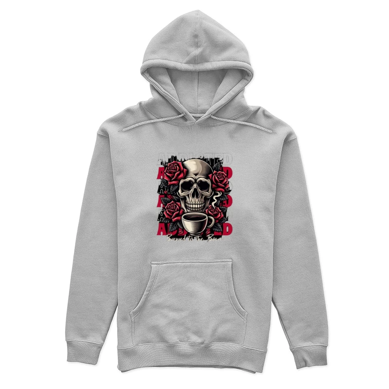 Gothic Skull with Roses and Coffee - "Brewed to the Bone" Female Pullover Hoodie