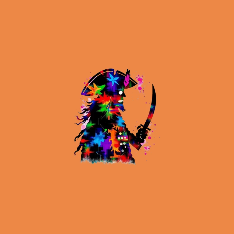 Colorful Pirate Silhouette with Sword iPhone Case