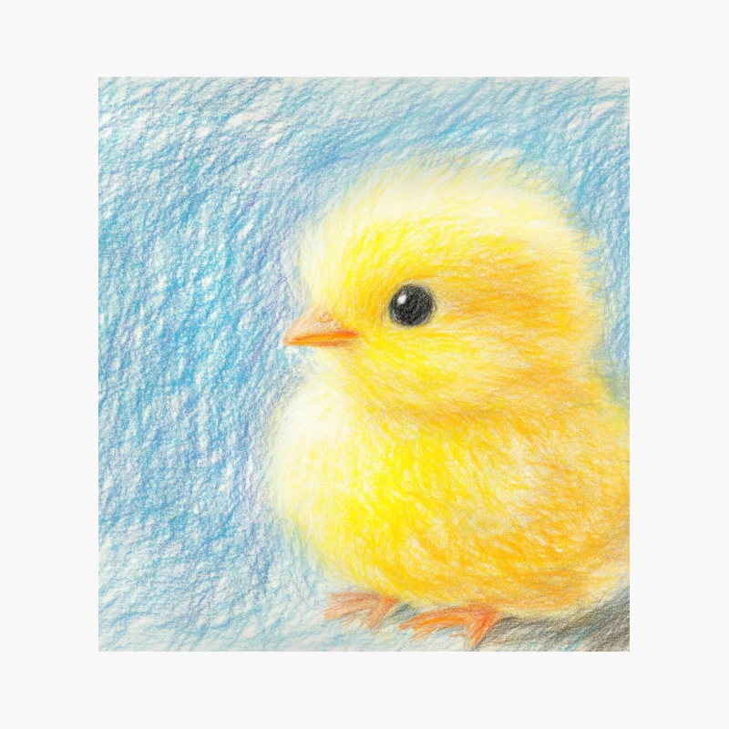 Adorable Yellow Baby Chick Colored Pencil Drawing Cotton Tote Bag