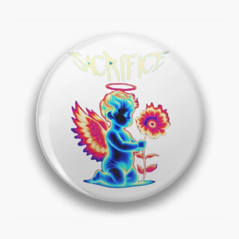 Neon Angel with Rainbow Wings - Sacrifice Art Pin