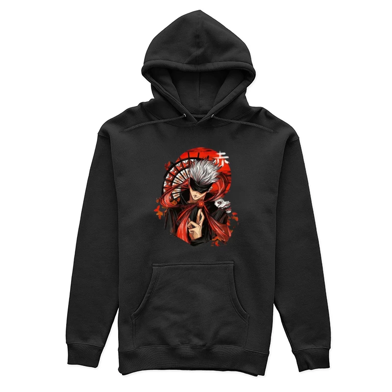 Stylischer Charakter mit Maske und rotem Element Damen Pullover Hoodie