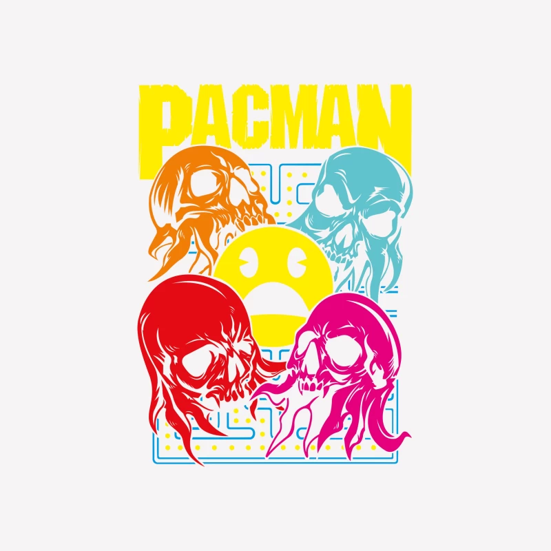 Pac-Man Skull Design Female T-Shirt