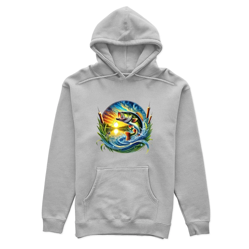 Beautiful Bass Fishing Artwork at Sunset Female Pullover Hoodie