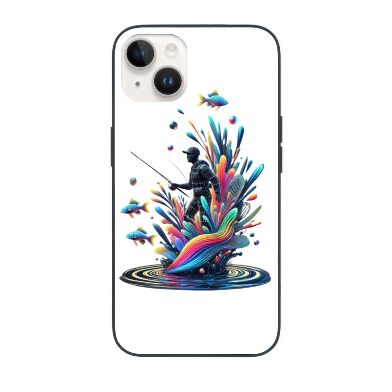 Surreal Fisherman in Vibrant Underwater Fantasy iPhone Case