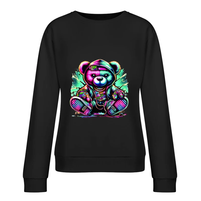 Graffiti-Bär mit Kapuze Damen Pullover Sweatshirt